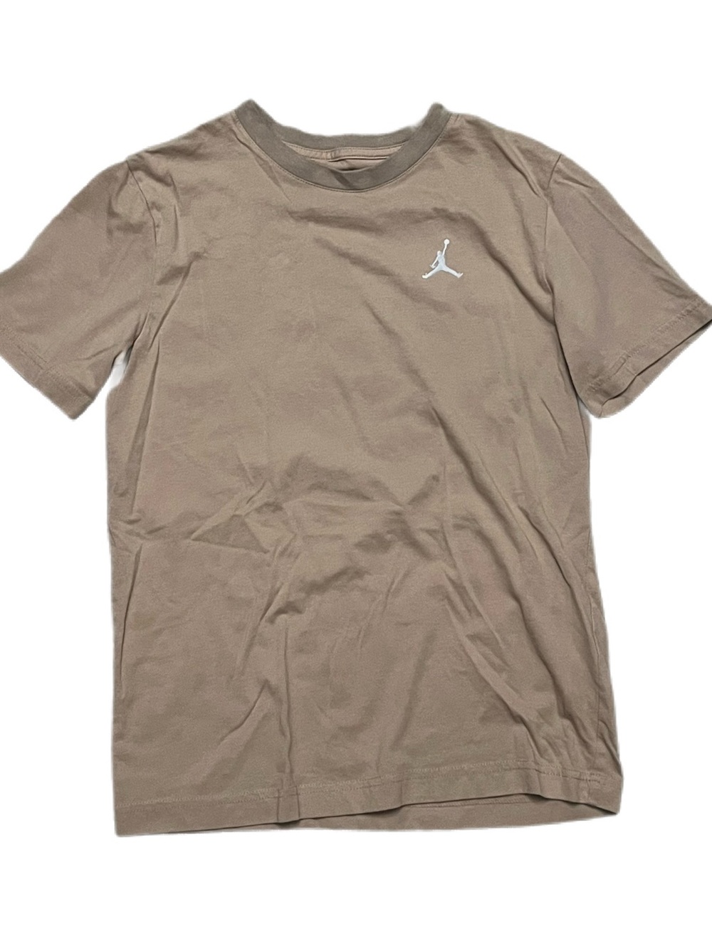 Jordan Short-Sleeve Crewneck T-Shirt in Taupe with White Jumpman